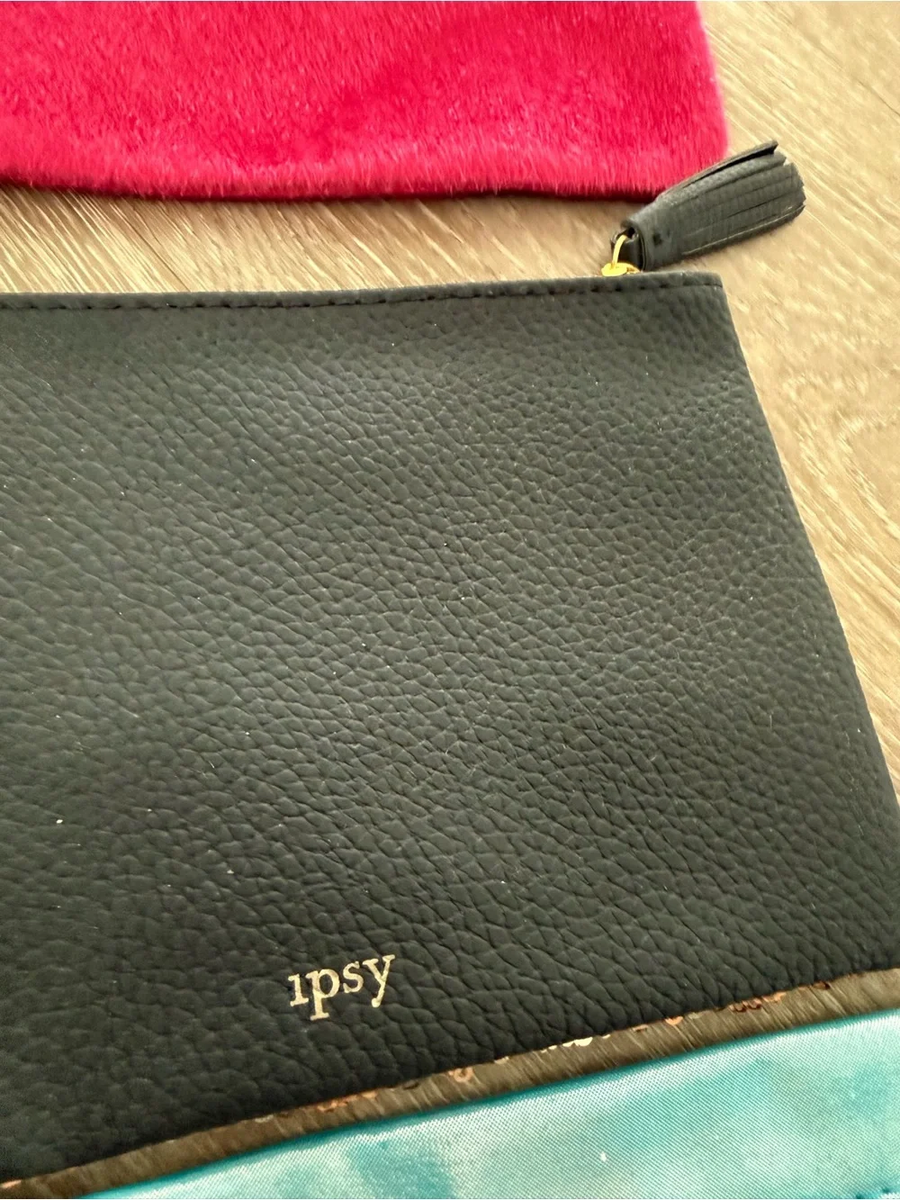 ipsy Trio of Cosmetic Pouches in Magenta, Rose Gold Sequin & Light Blue